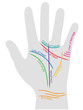 Colorful labeled illustration about hand reading – Vector