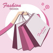 Shopping bags.  Young fashionable woman.