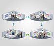 Template of a work process with business people in offices