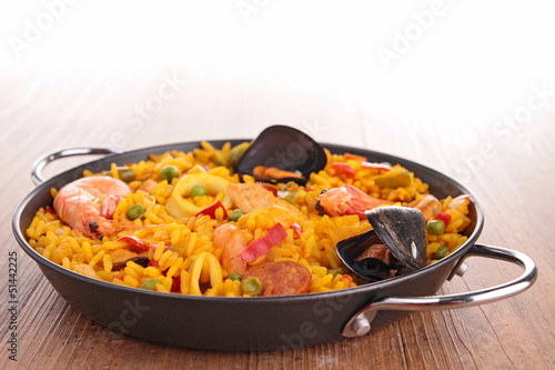 Photo: casserole with cooked paella casserole with cooked paella