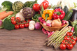 vegetables on wood