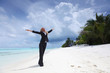 Foto: happy business woman on the ocean coast happy business woman on the ocean coast