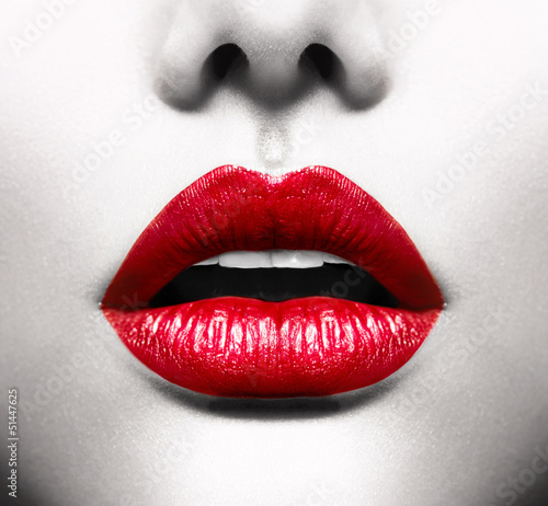 Sexy Lips. Conceptual Image with Vivid Red Open Mouth © Subbotina Anna