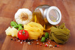 tagliatelle and ingredients - Tagliatelle und Zutaten