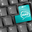 Social media key with mms text on laptop keyboard