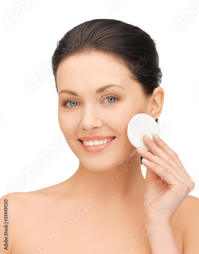 Photo: beautiful woman with cotton pad beautiful woman with cotton pad