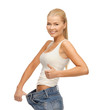 sporty woman showing big pants