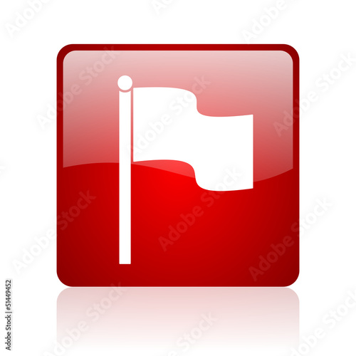 Illustration: flag red square web glossy icon flag red square web glossy icon