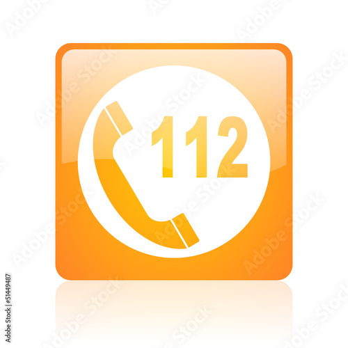 Illustration: emergency call orange square web glossy icon emergency call orange square web glossy icon