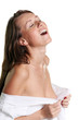 Photo: Sexual young woman in a wet white shirt Sexual young woman in a wet white shirt