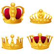 Set of gold crowns isolated.
