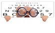 Teddy with glasses at the eye doctor