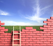 Freedom concept. Ladder leading to a better place