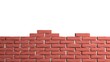  Half brick wall isolated on white