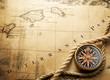 compass on vintage map 1732