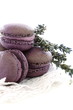 Macaroons with lavender and cream with black currant.
