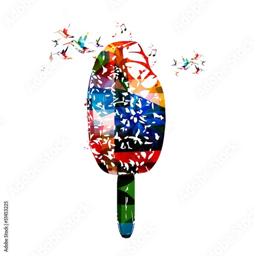 Vector: Colorful vector ice-cream background with hummingbirds Colorful vector ice-cream background with hummingbirds