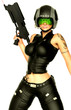 POLICE GIRL PIN UP HOLDING A LASER GUN