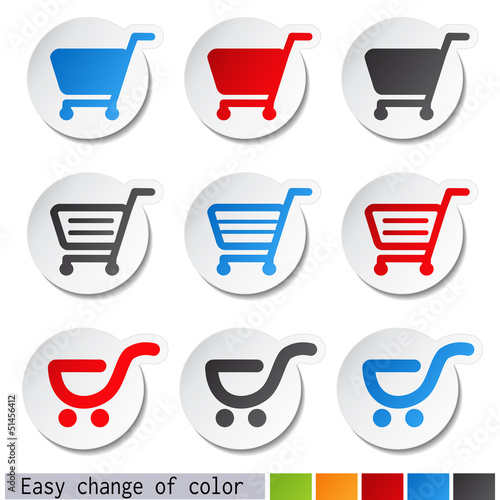 Vector: sticker, shopping cart, trolley, item, button sticker, shopping cart, trolley, item, button