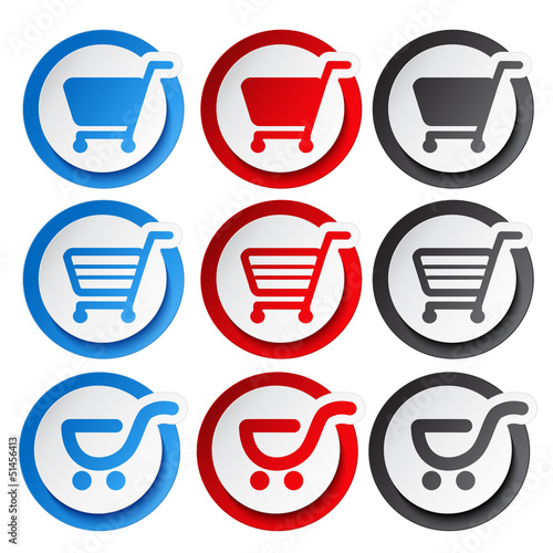 Vector: sticker, shopping cart, trolley, item, button sticker, shopping cart, trolley, item, button