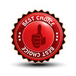 vector best choice guaranteed label with gesture hand