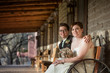 Smiling Newlyweds Sitting