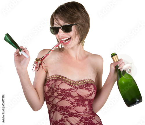 Photo: Party Girl with Wine and Kazoo Party Girl with Wine and Kazoo