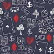Gambling background - casino icons - vector illustration