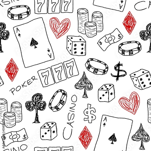 Vector: Casino background doodle - vector illustration Casino background doodle - vector illustration
