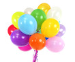 Many bright balloons isolated on white
