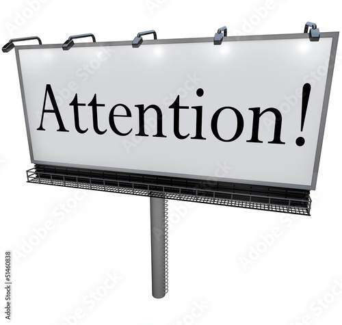 Illustration: Attention Word on Billboard Special Announcement Urgent Message Attention Word on Billboard Special Announcement Urgent Message
