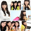 attractive asian woman collage