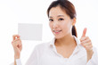 Asian woman showing empty card