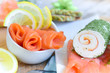 Foto: Lachsröllchen und Frischkäse Lachsröllchen und Frischkäse