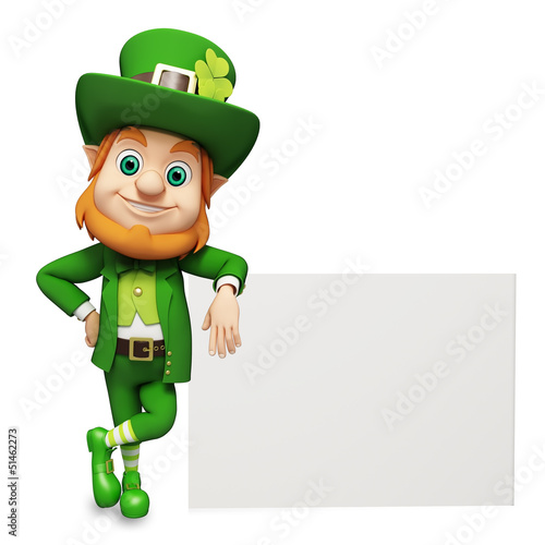 Illustration: Leprechaun for st patrick's day with big sign Leprechaun for st patrick's day with big sign