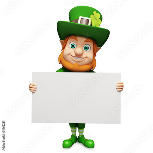 Illustration: Leprechaun for st patrick's day holding big sign Leprechaun for st patrick's day holding big sign