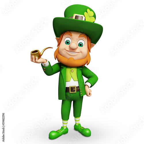 Illustration: Leprechaun for st patrick's day standing on white background Leprechaun for st patrick's day standing on white background