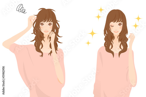 Illustration: 髪がきれいになる女性 髪がきれいになる女性