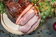 Closeu of fresh piece of smoked ham