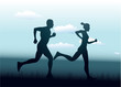 Man And Woman Running Together