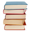 Stapel mit bunten Büchern