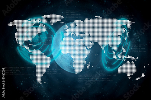 Illustration: Carte du monde faite de pixels Carte du monde faite de pixels