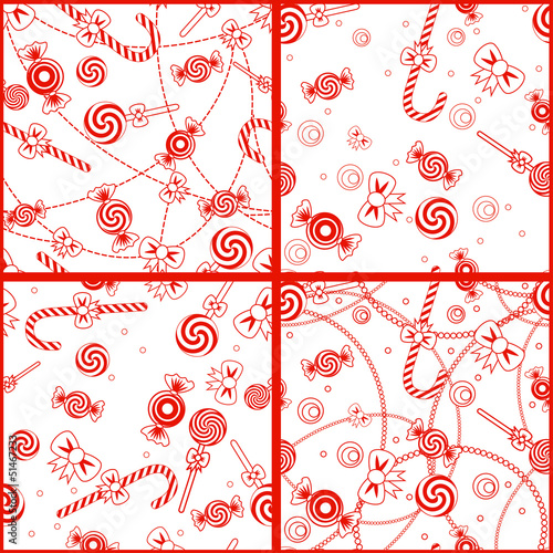 Vector: Four seamless patterns with sweets Four seamless patterns with sweets