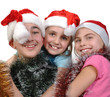 group of happy friends celebrating Christmas