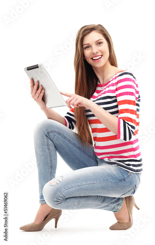 Photo: Beautiful woman with digital tablet Beautiful woman with digital tablet