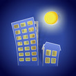 houses as real estate symbol at night