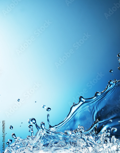  water splash on blue background
