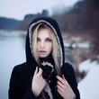 portrait of a beautiful girl with a magical person