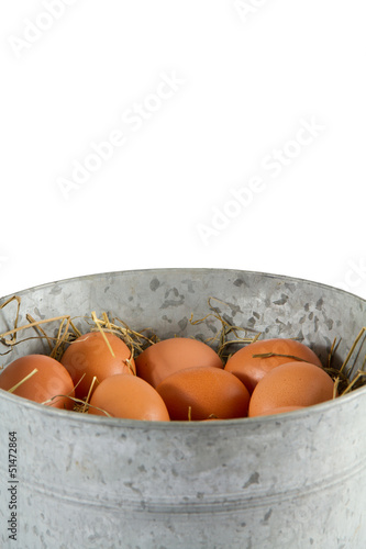 Photo: Metal bucket of eggs Metal bucket of eggs
