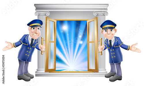 Vector: VIP doormen and entrance door VIP doormen and entrance door